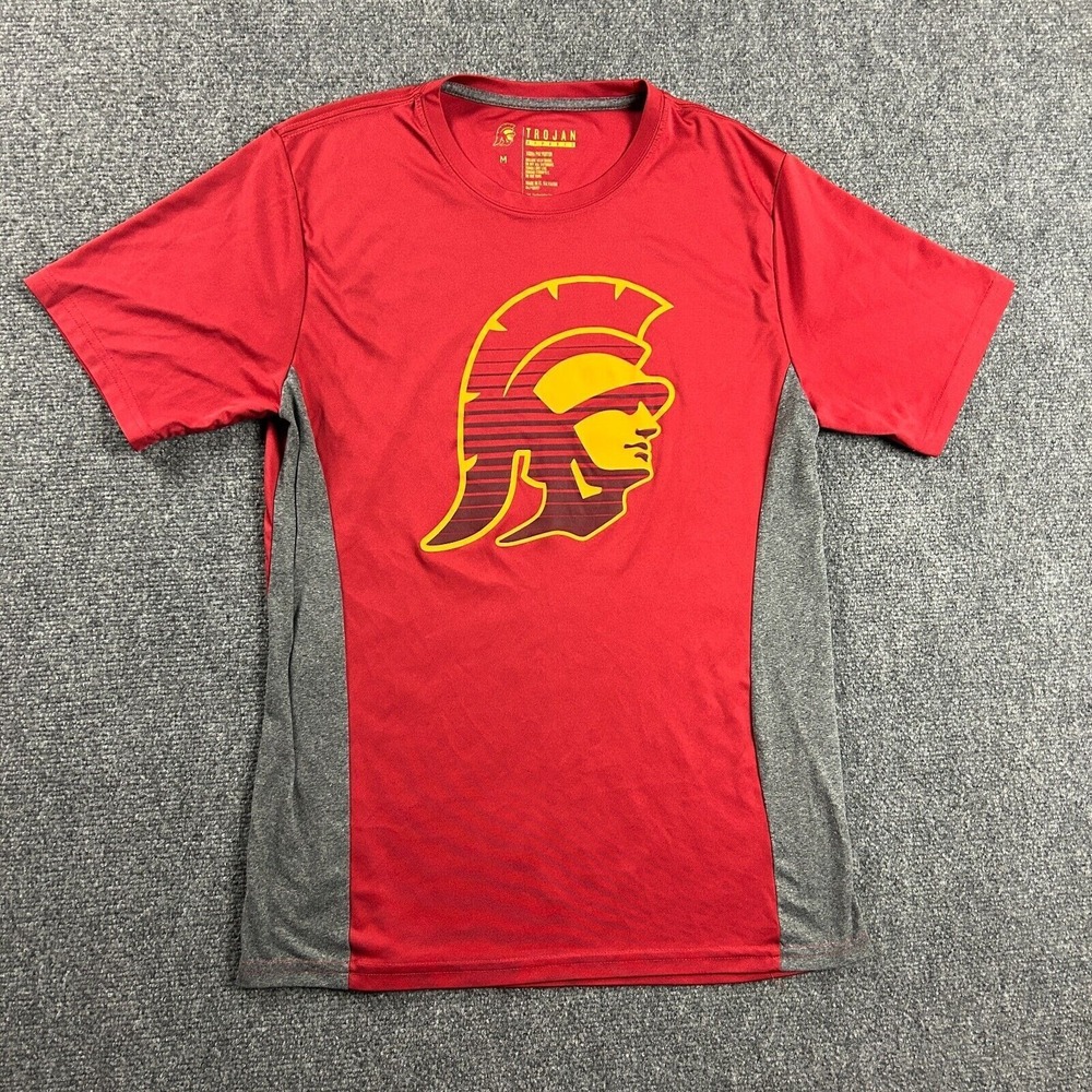 USC Trojans Shirt Mens Medium Red Stretch Performance 100% Polyester Adults